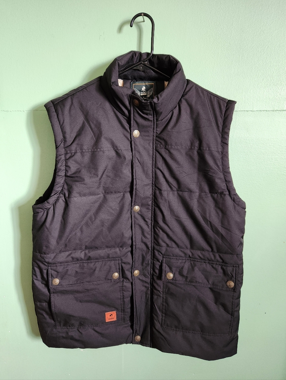 Men's Quilted Black Puffer Vest | Large